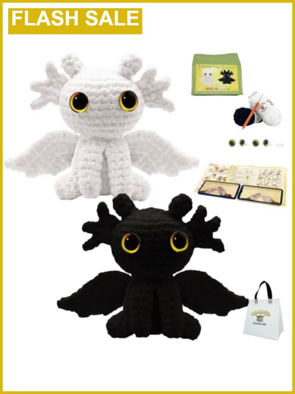 Crochet Kit for Beginners Adults Kids DIY Amigurumi Dragon Kit with Yarn Hook